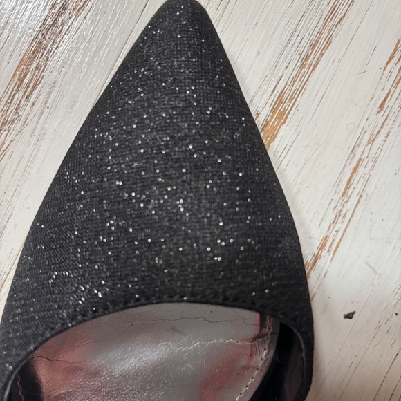 Nina size 7 1/2M black rhinestone strap sparkly low heel shoes. - Picture 6 of 6